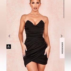 ONLY WORN ONCE
House of CB “Emanuela” Black Draped Ruched Mini Dress